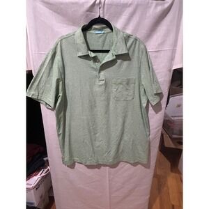 J McLaughlin Men's Green Stripe Polo Shirt Size L Perfect St Patrick Day